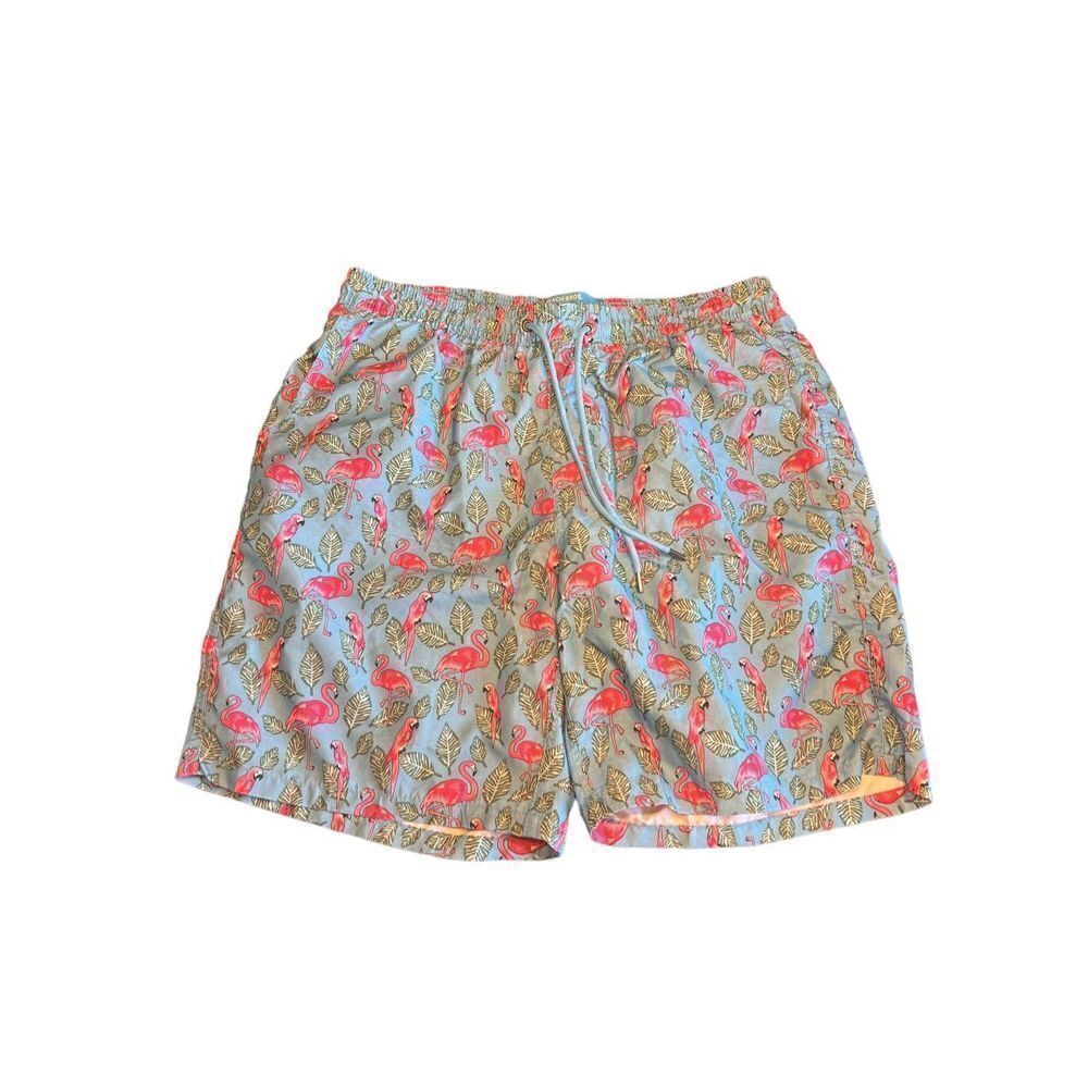 Beach Bros blue flamingo print men’s XXL swim shorts trunks surf shop